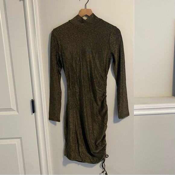 NWT n:Philanthrophy Black Gold Long Sleeve Mini Dress Medium - Picture 10 of 11